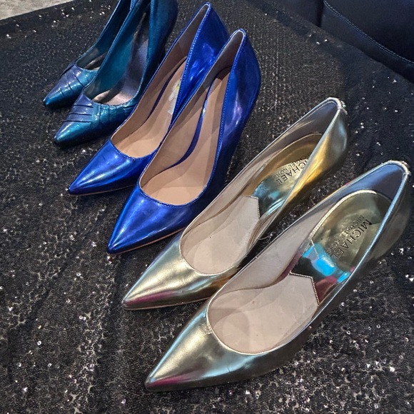 Michael Kors Shoes - Metallic Blue (INC) color shift (Maurices) and gold (Michel Kors) Heels size 8